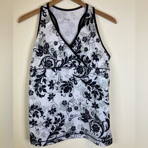 Danskin Now Floral Racerback Tank w/ Built-In Bra XL